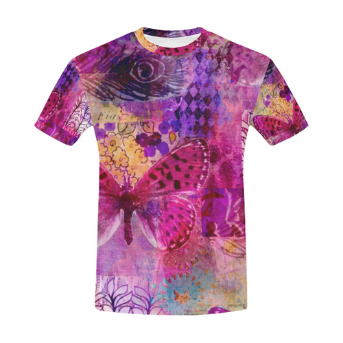 Butterlies Dream In Pink All Over Print T-Shirt for Men (USA Size) (Model T40)