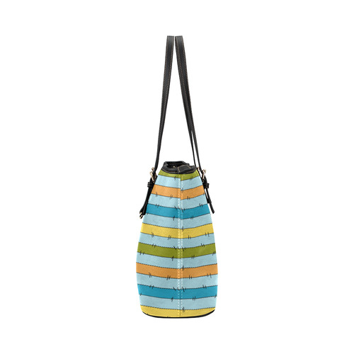 Stripe Multi Leather Tote Bag/Small (Model 1651)