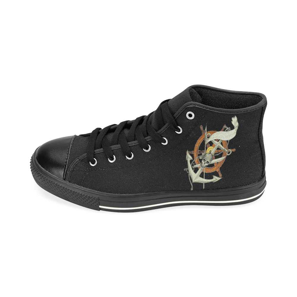 Pirates Of The Oceans High Top Canvas Shoes for Kid (Model 017)