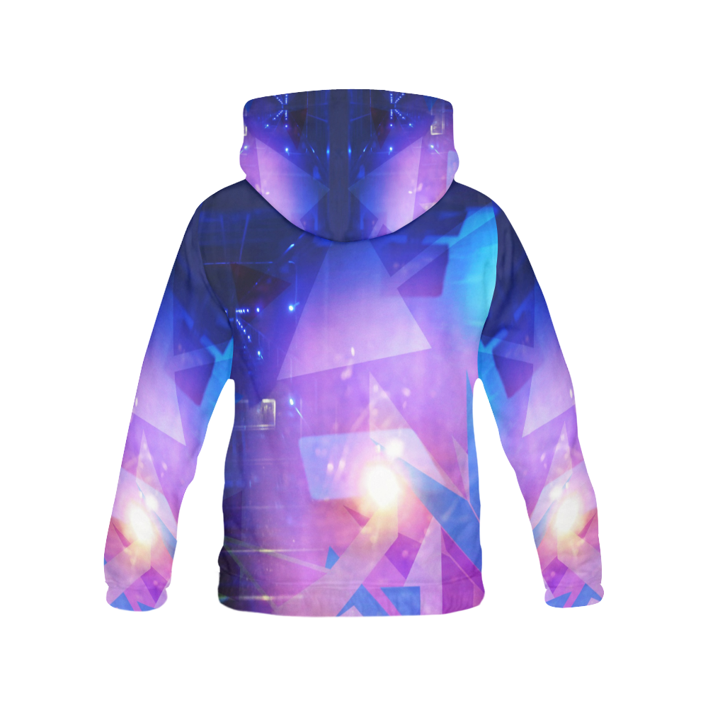 Purple Abstract Triangles All Over Print Hoodie for Men (USA Size) (Model H13)