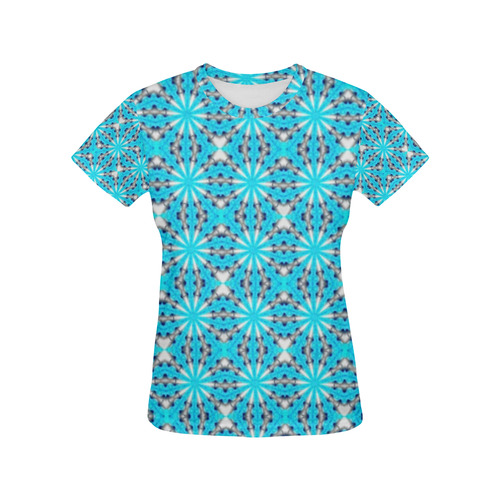 Bright Blue Star All Over Print T-Shirt for Women (USA Size) (Model T40)