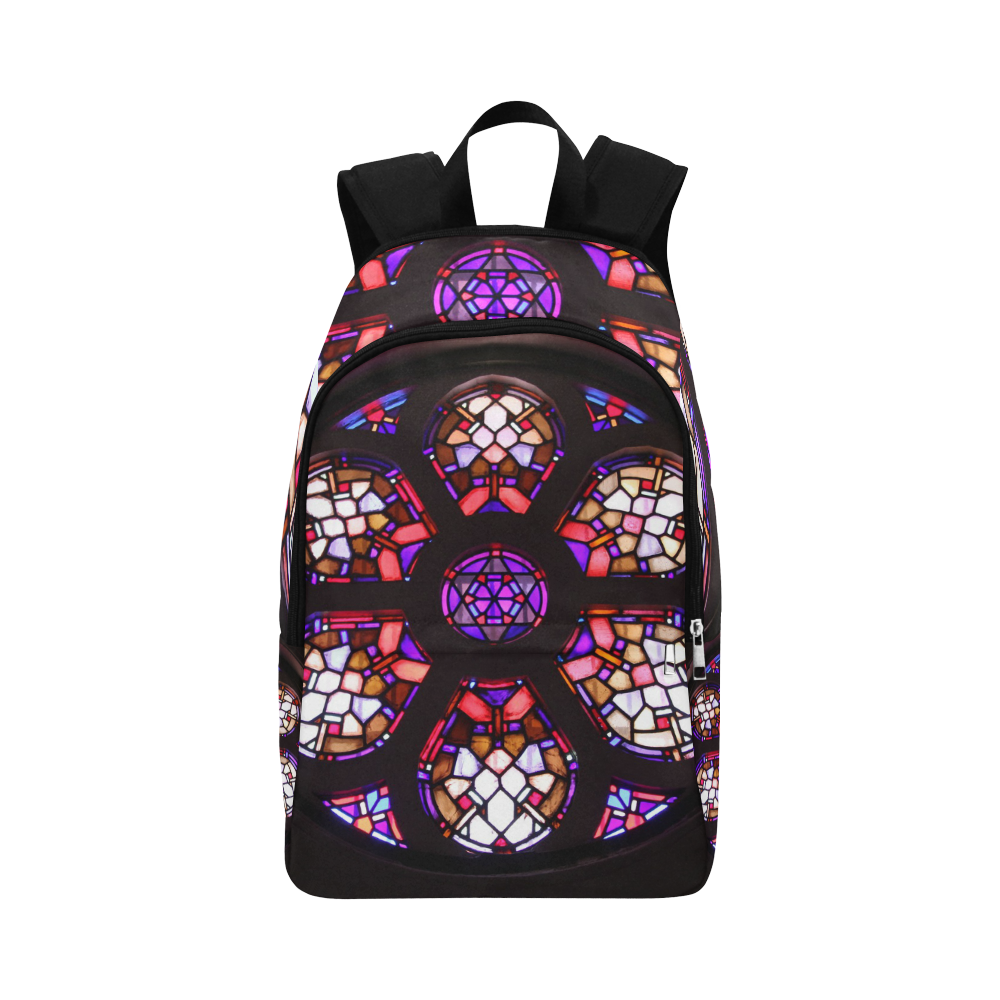 Purple Rosary Window Mandala Fabric Backpack for Adult (Model 1659)