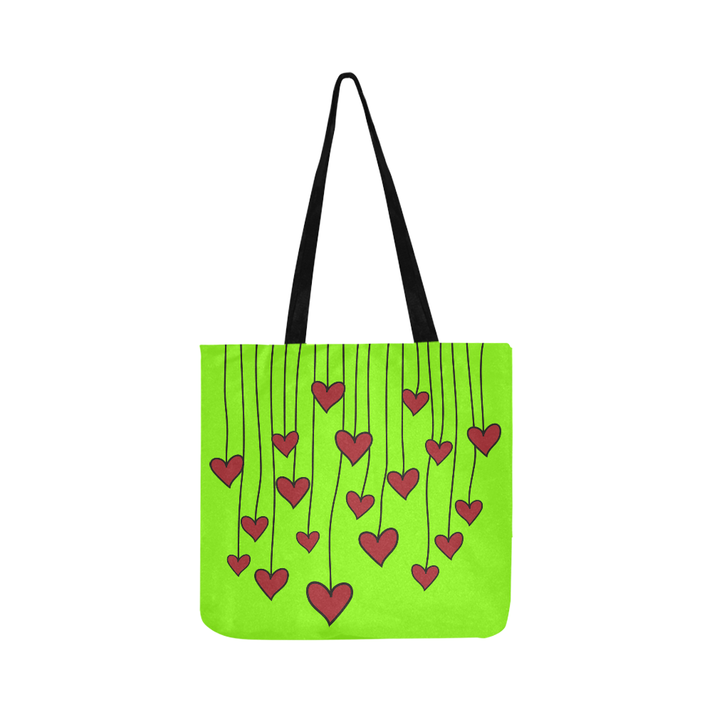 Waving Love Heart Garland Curtain Reusable Shopping Bag Model 1660 (Two sides)