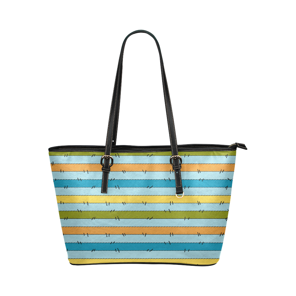 Stripe Multi Leather Tote Bag/Small (Model 1651)