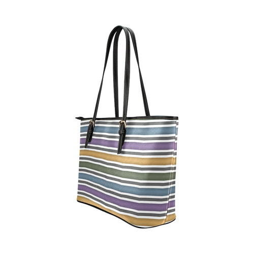 Stripe Leather Tote Bag/Small (Model 1651)