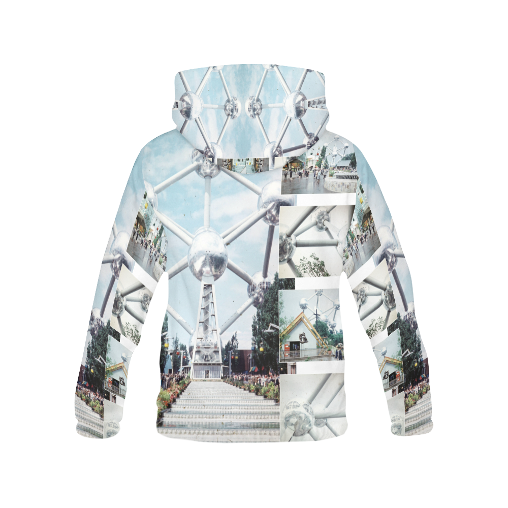 Vintage Brussels Atomium Collage All Over Print Hoodie for Men (USA Size) (Model H13)