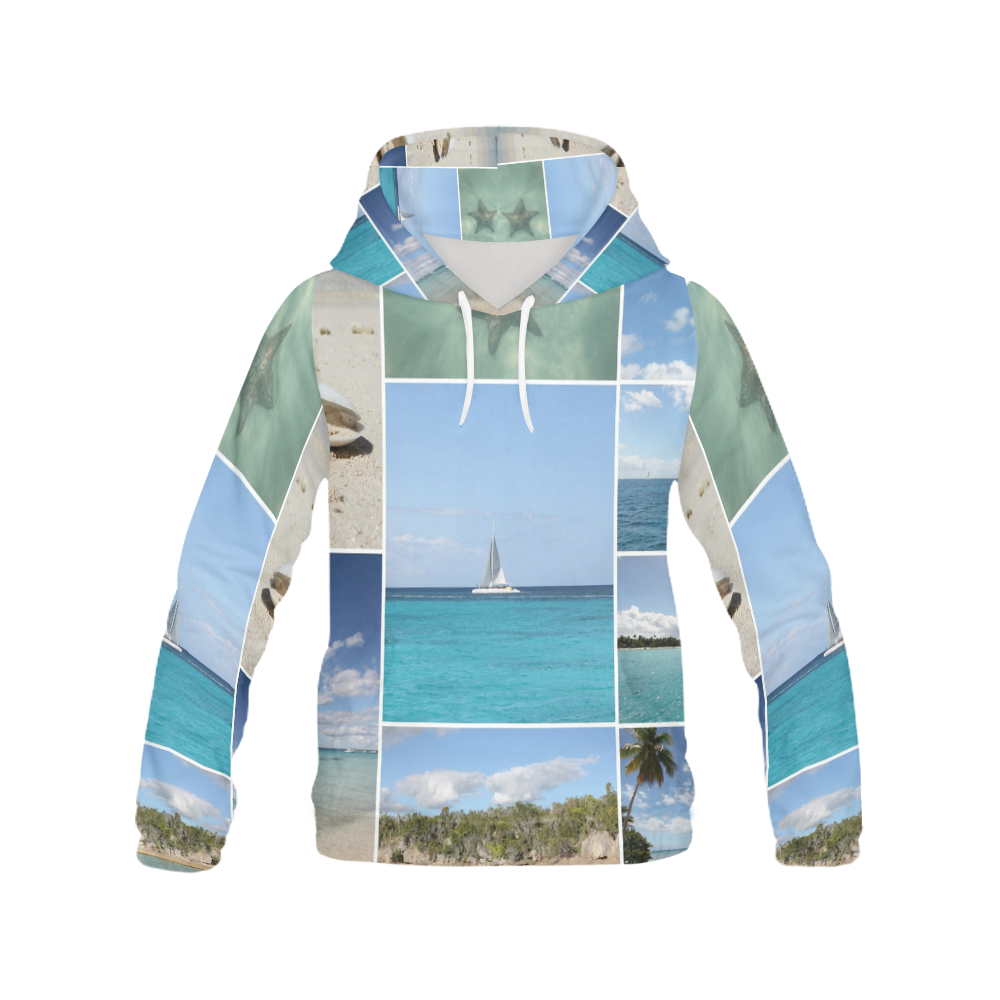 Isla Saona Caribbean Photo Collage All Over Print Hoodie for Men (USA Size) (Model H13)