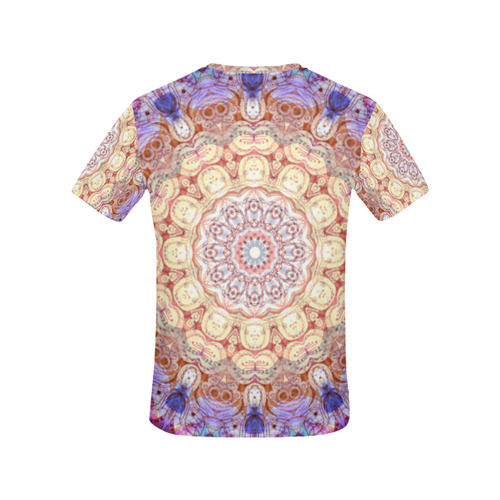 Watercolor Mandala Grunge - Magenta Blue Yellow All Over Print T-Shirt for Women (USA Size) (Model T40)