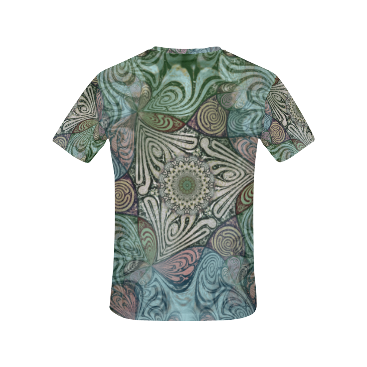 Labyrinth Mandala Blue Green Grey All Over Print T-Shirt for Women (USA Size) (Model T40)