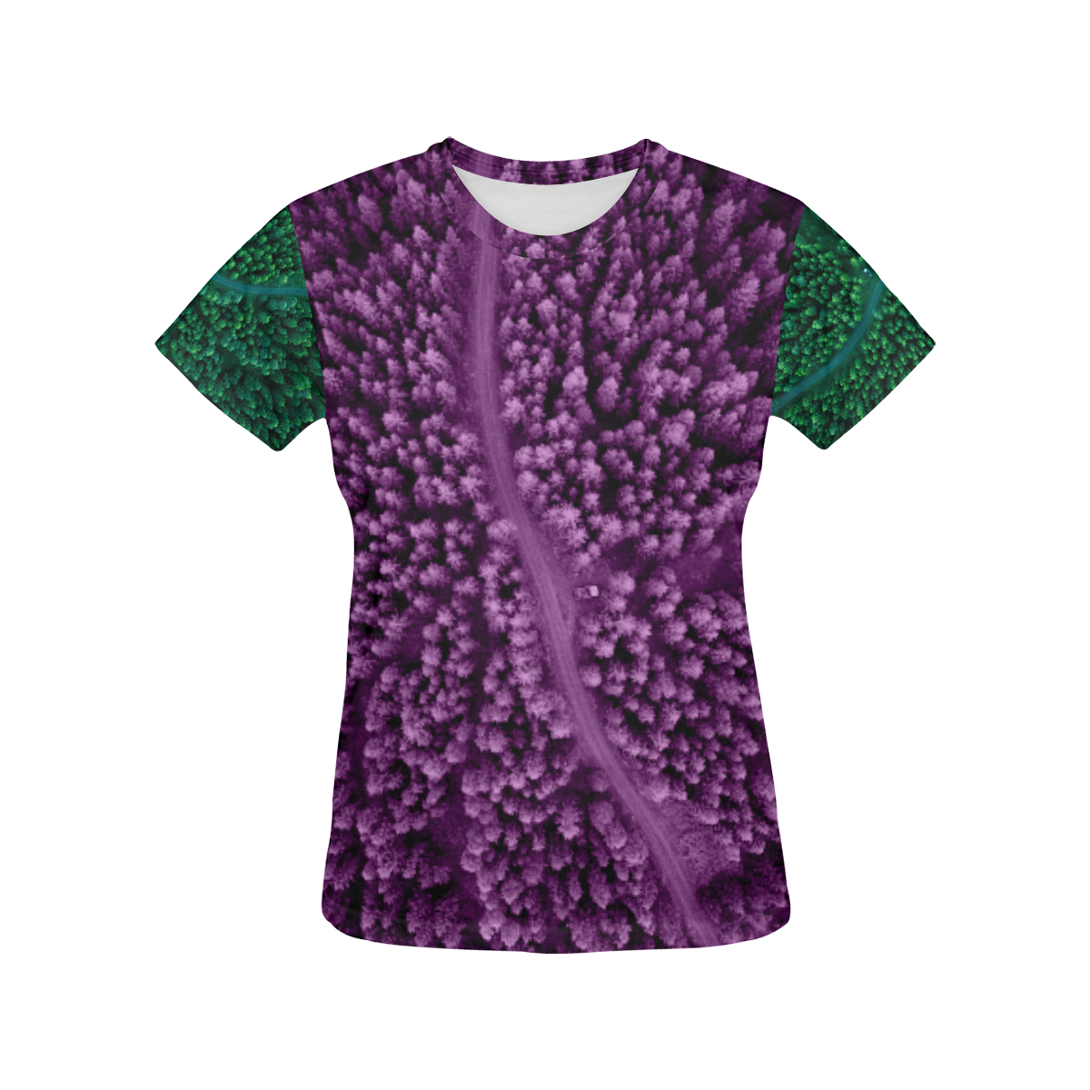 Designers t-shirt : Wild forest with Way. Original designers fashion All Over Print T-Shirt for Women (USA Size) (Model T40)