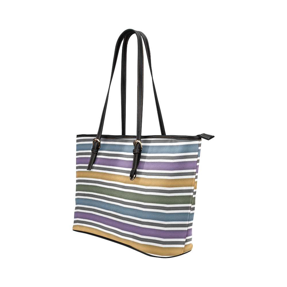 Stripe Leather Tote Bag/Small (Model 1651)