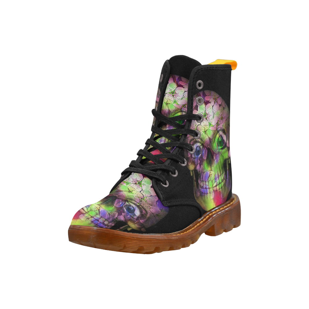 Amazing Floral Skull C by JamColors Martin Boots For Women Model 1203H