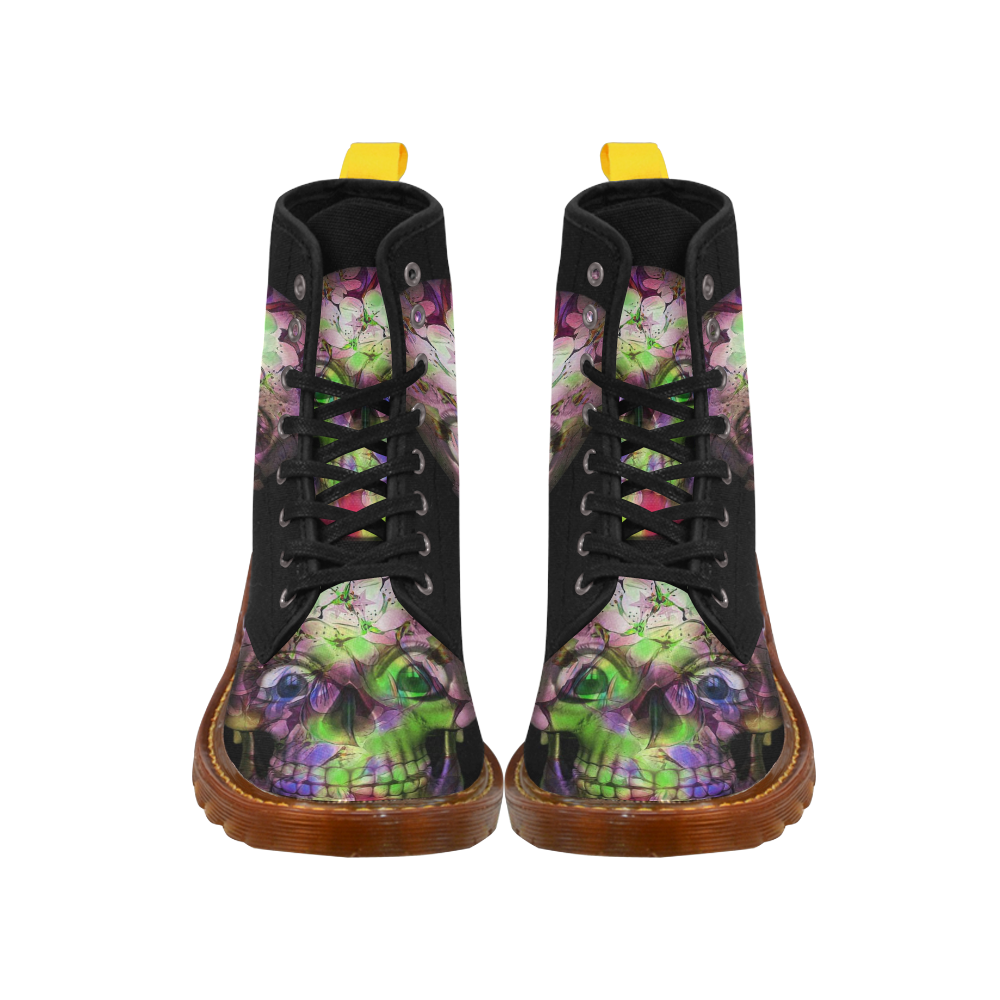 Amazing Floral Skull C by JamColors Martin Boots For Women Model 1203H