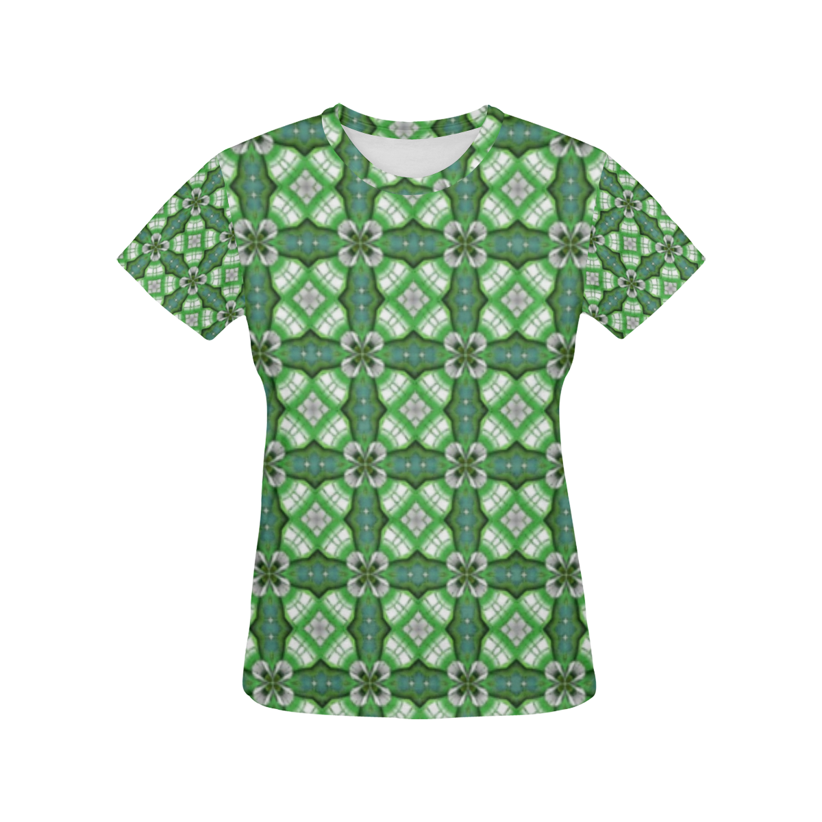 Green Geometric All Over Print T-Shirt for Women (USA Size) (Model T40)