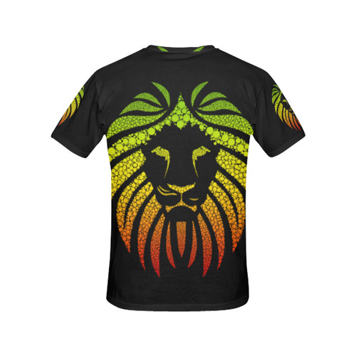 Rastafari Lion Dots green yellow red All Over Print T-Shirt for Women (USA Size) (Model T40)