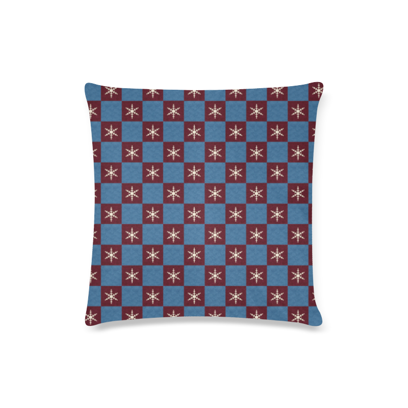 BLUE CHECK SNOWFLAKE Custom Zippered Pillow Case 16"x16"(Twin Sides)