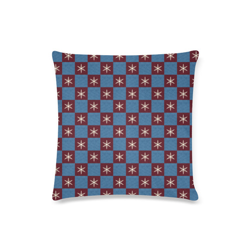BLUE CHECK SNOWFLAKE Custom Zippered Pillow Case 16"x16"(Twin Sides)