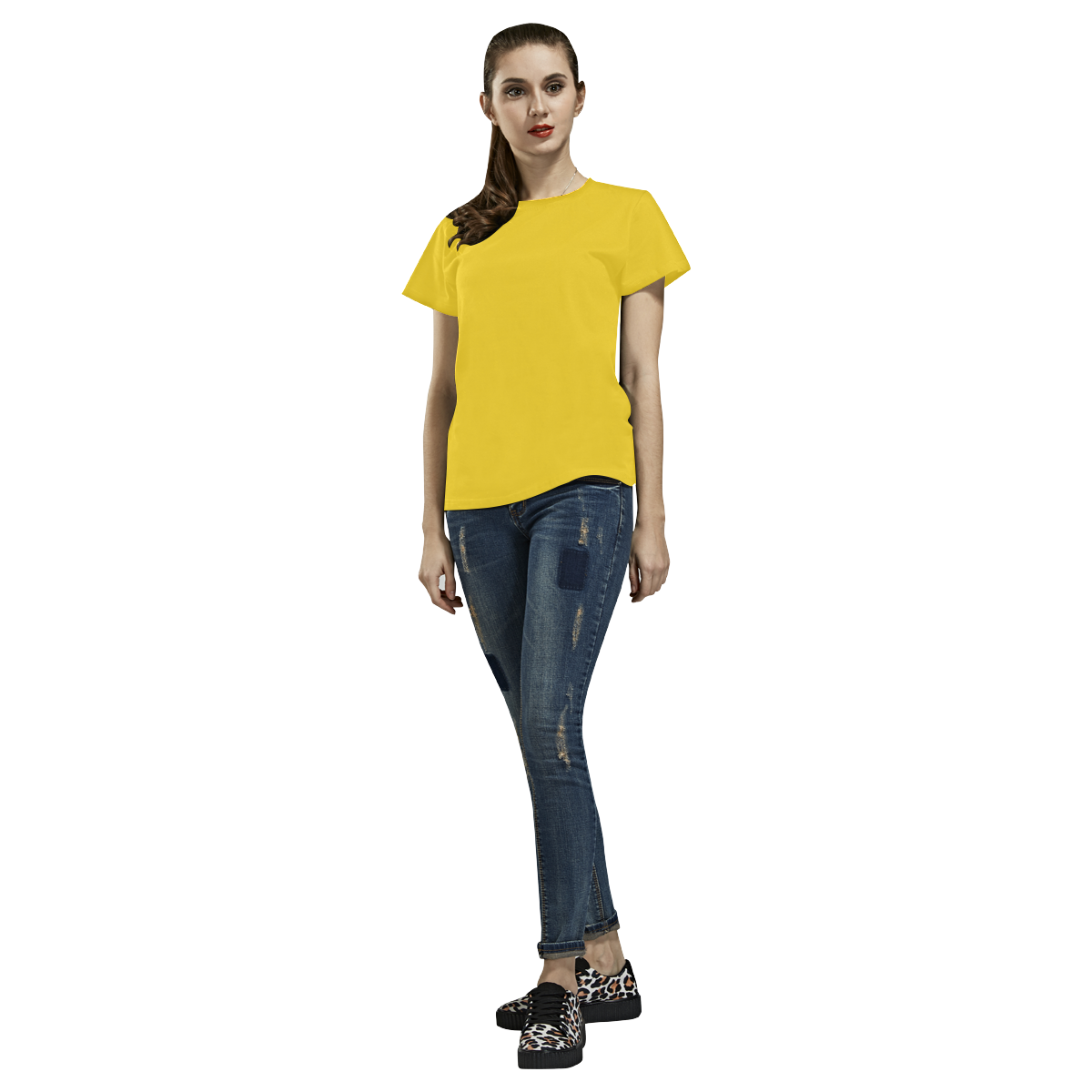 Vibrant Yellow All Over Print T-Shirt for Women (USA Size) (Model T40)
