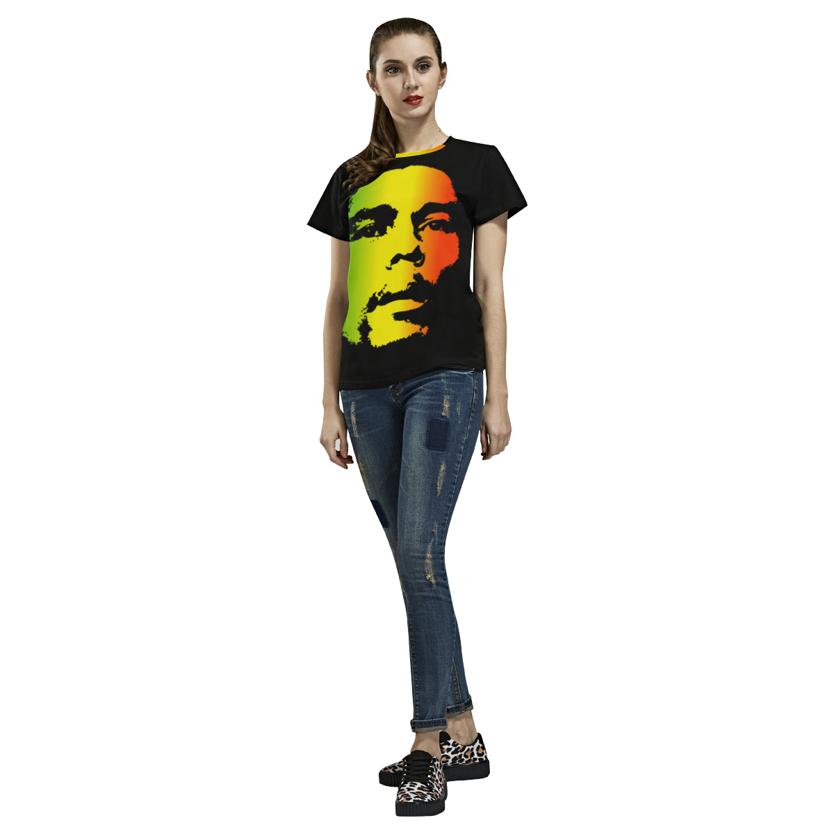 King Of Reggae Bob Marley All Over Print T-Shirt for Women (USA Size) (Model T40)