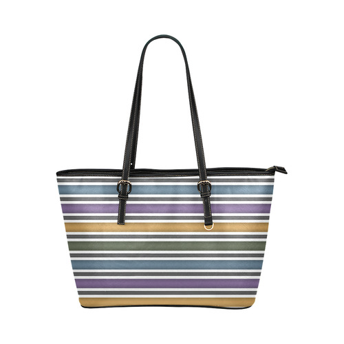 Stripe Leather Tote Bag/Small (Model 1651)