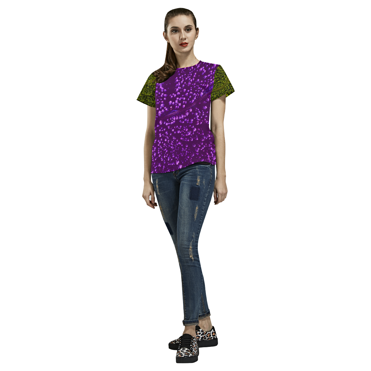 Artistic t-shirt : AREA FOREST purple green All Over Print T-Shirt for Women (USA Size) (Model T40)