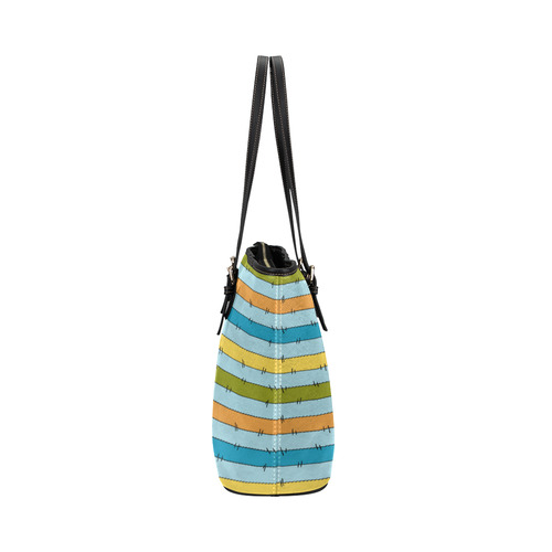 Stripe Multi Leather Tote Bag/Small (Model 1651)