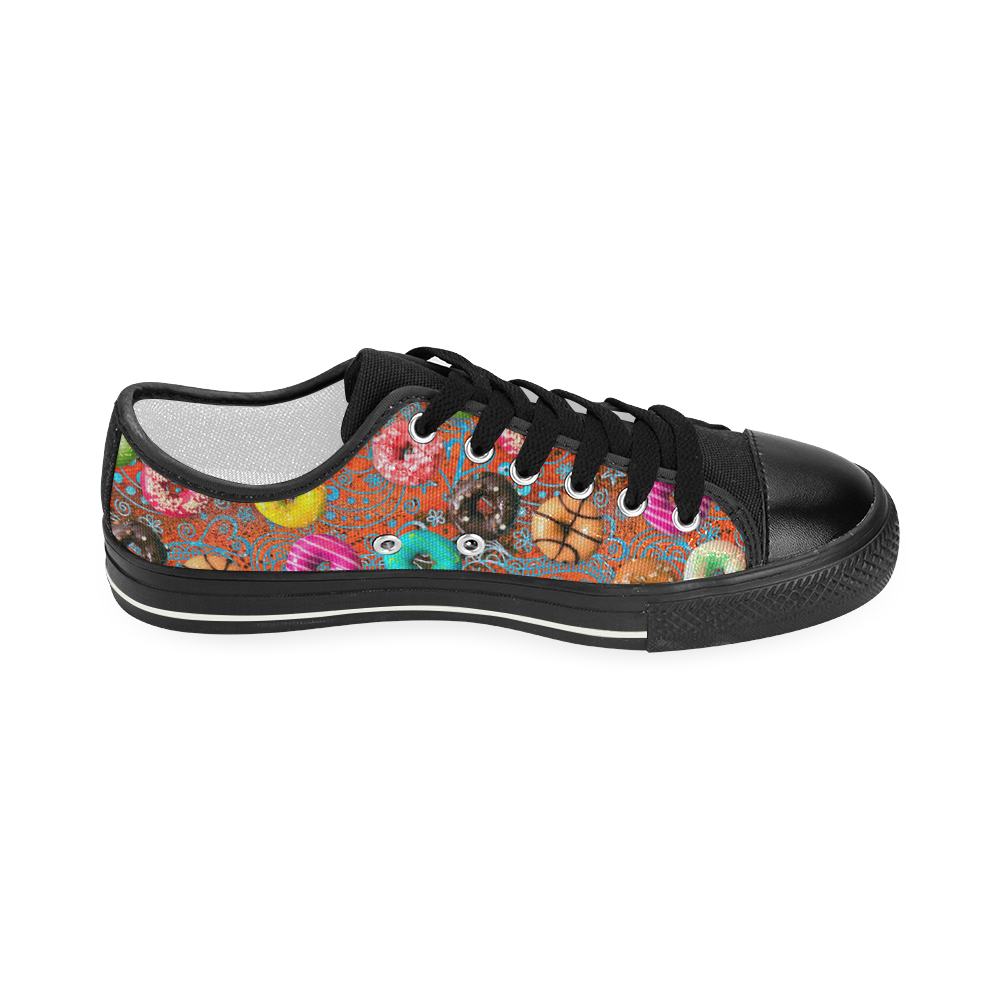 Colorful Yummy Donuts Hearts Ornaments Pattern Women's Classic Canvas Shoes (Model 018)