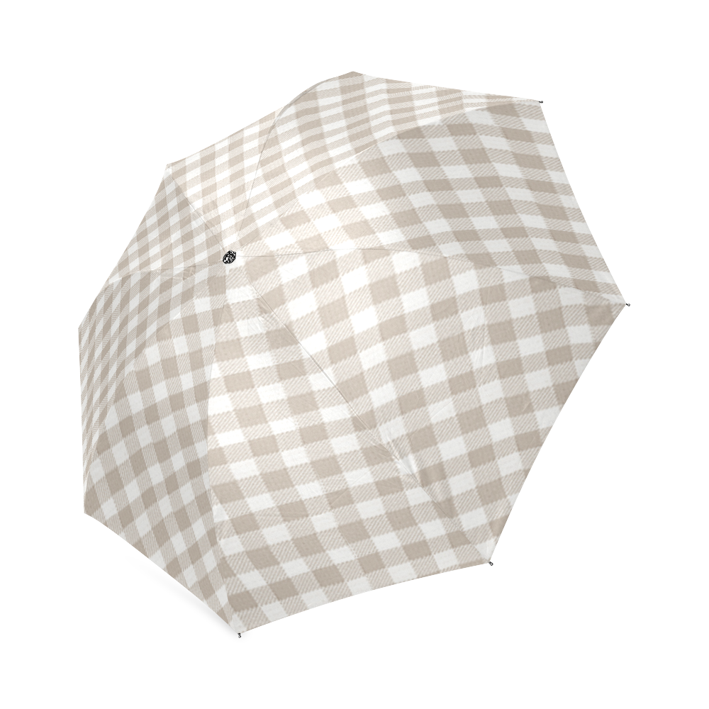 gingham flannel TAN Foldable Umbrella (Model U01)