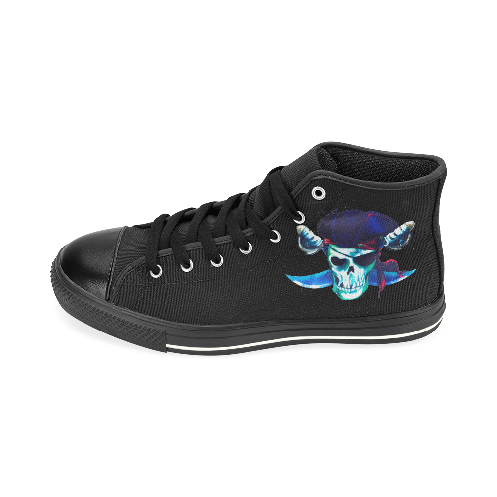 Pirate Skull High Top Canvas Shoes for Kid (Model 017)