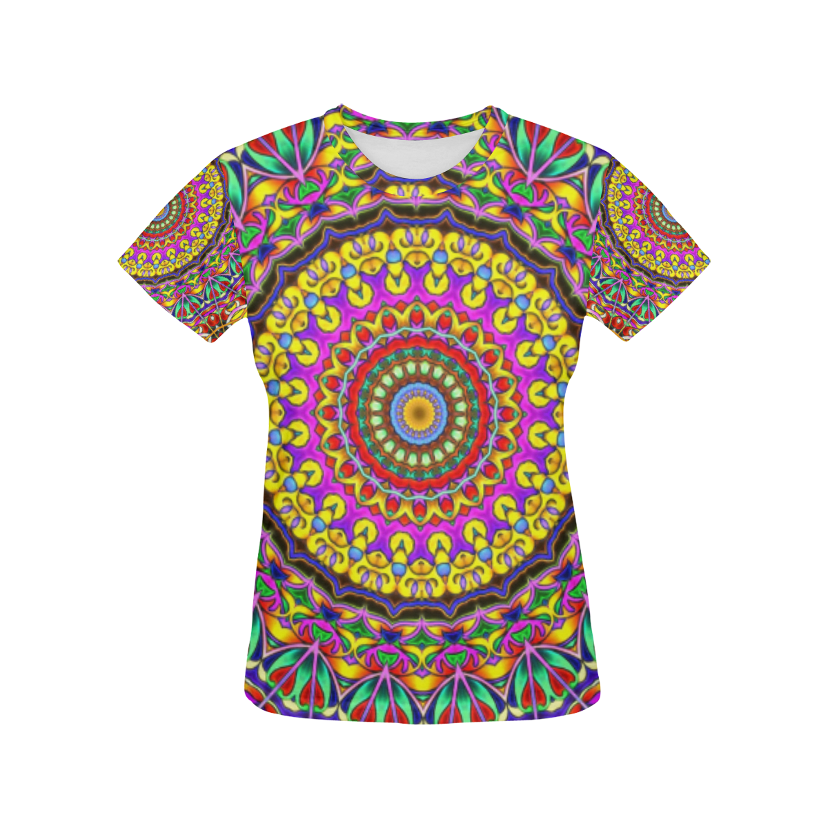 Oriental Watercolor Mandala multicolored h All Over Print T-Shirt for Women (USA Size) (Model T40)