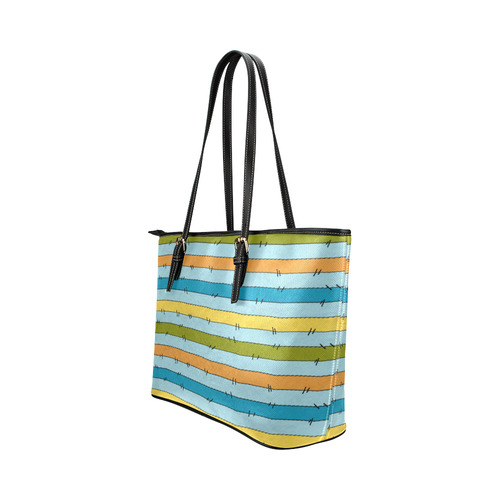 Stripe Multi Leather Tote Bag/Small (Model 1651)