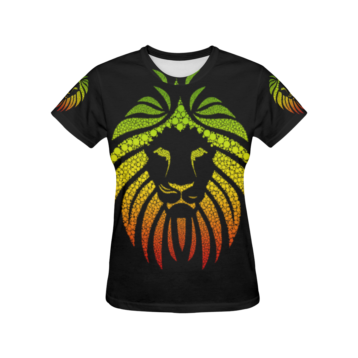 Rastafari Lion Dots green yellow red All Over Print T-Shirt for Women (USA Size) (Model T40)