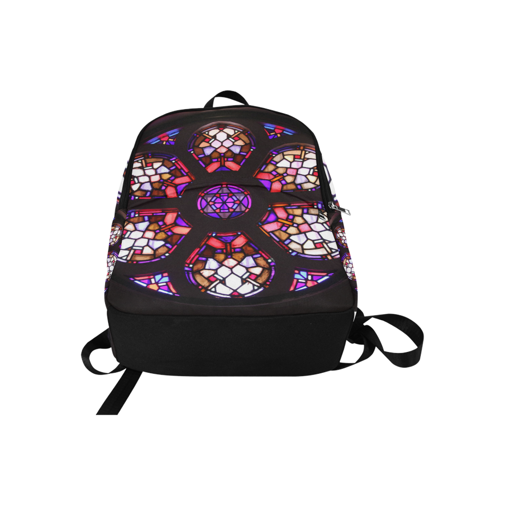Purple Rosary Window Mandala Fabric Backpack for Adult (Model 1659)