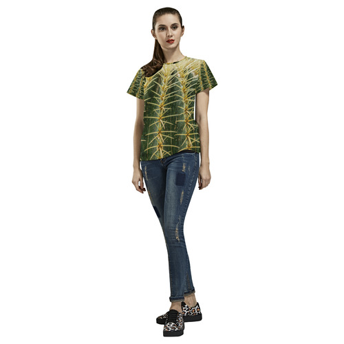 Photography Art - Cactus green yellow All Over Print T-Shirt for Women (USA Size) (Model T40)