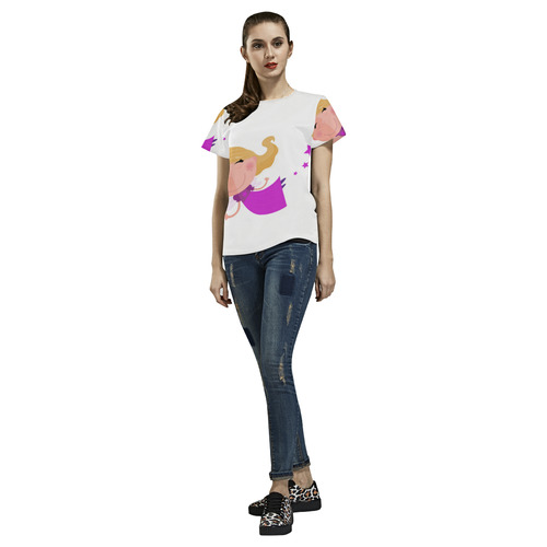 Designers t-shirt for lady : fairy pink All Over Print T-Shirt for Women (USA Size) (Model T40)