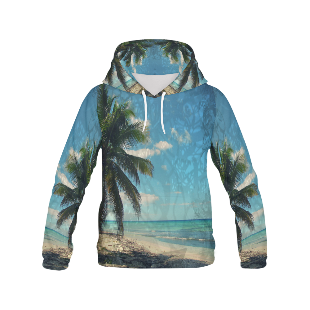 Caribbean Blue All Over Print Hoodie for Men (USA Size) (Model H13)
