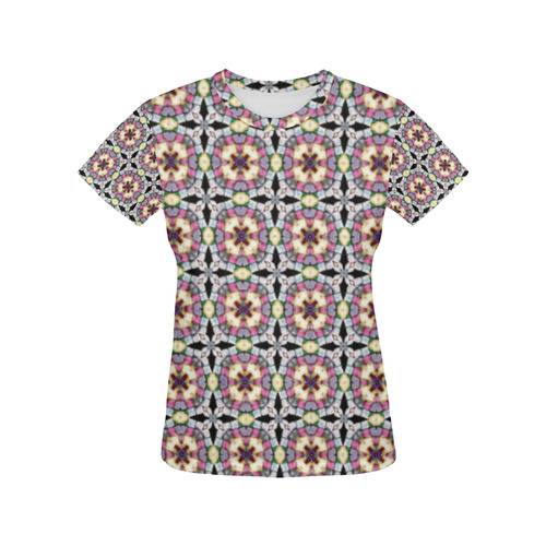 Multicolored Geometric All Over Print T-Shirt for Women (USA Size) (Model T40)