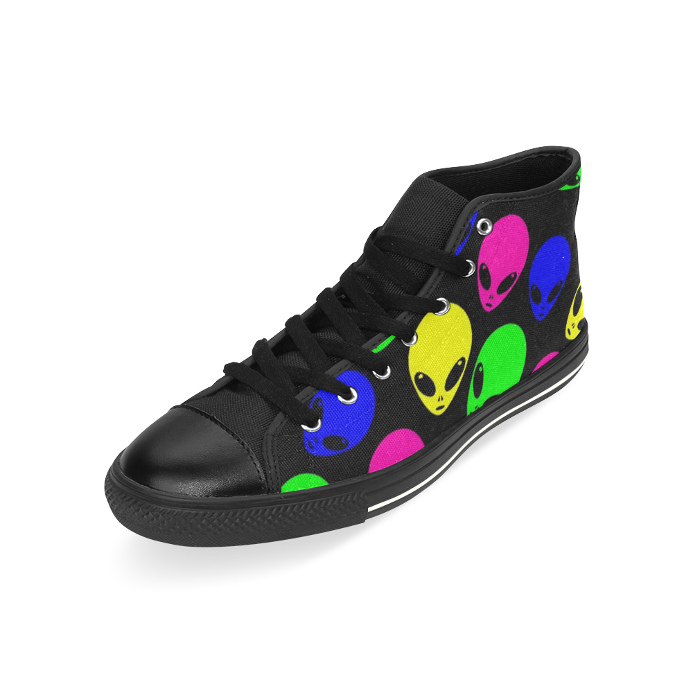 Neon Alien High Top Canvas Shoes for Kid (Model 017)