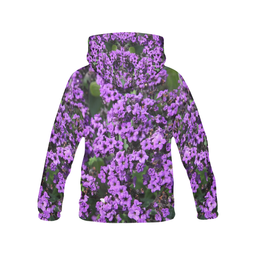 Purple Flowers All Over Print Hoodie for Women (USA Size) (Model H13)