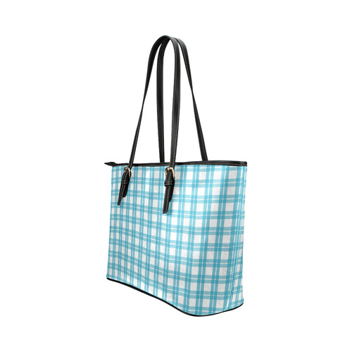 Plaid Leather Tote Bag/Small (Model 1651)