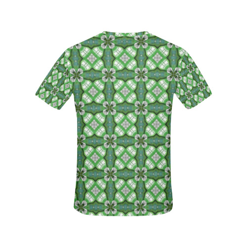 Green Geometric All Over Print T-Shirt for Women (USA Size) (Model T40)