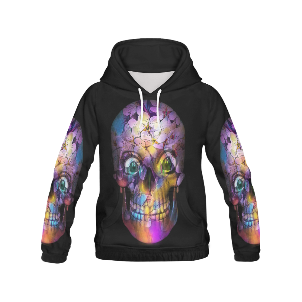 Amazing Floral Skull A by JamColors All Over Print Hoodie for Women (USA Size) (Model H13)