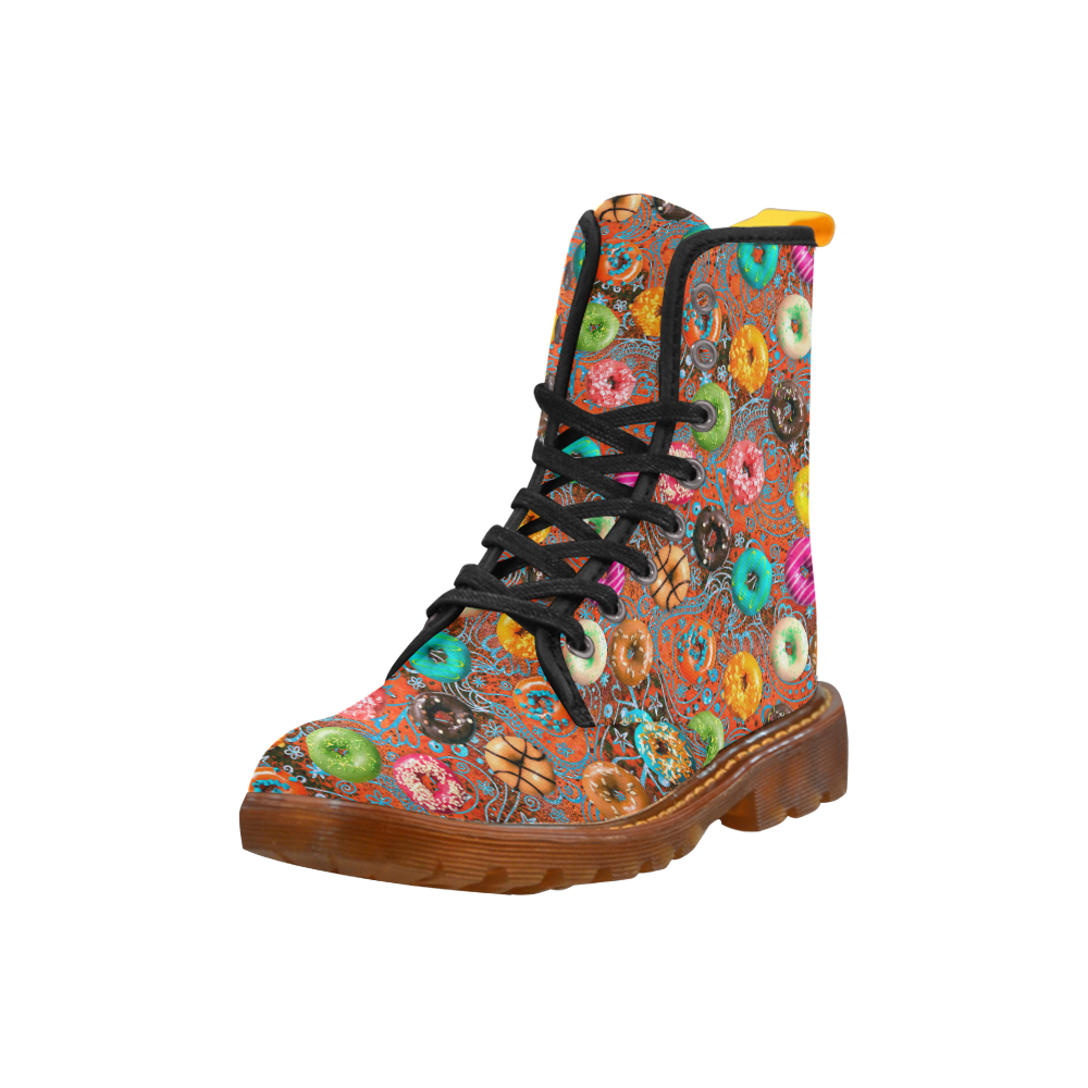 Colorful Yummy Donuts Hearts Ornaments Pattern Martin Boots For Women Model 1203H