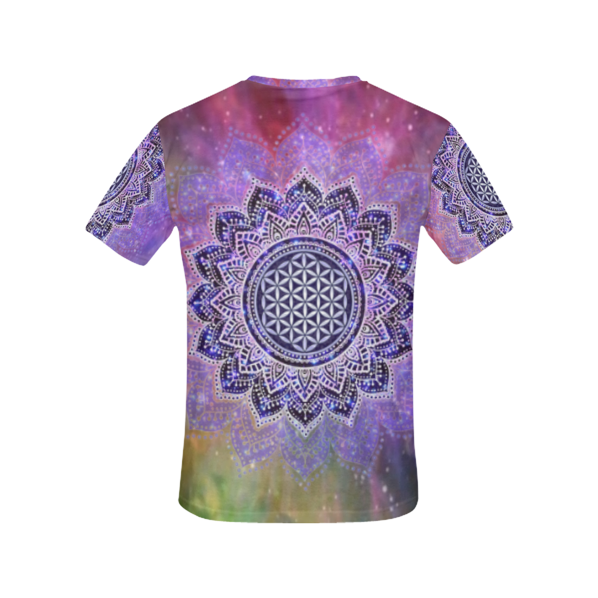Flower Of Life Lotus Of India Galaxy Colored All Over Print T-Shirt for Women (USA Size) (Model T40)