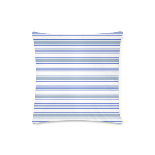 STRIPES BLUE-WHITE Custom Zippered Pillow Case 16"x16"(Twin Sides)