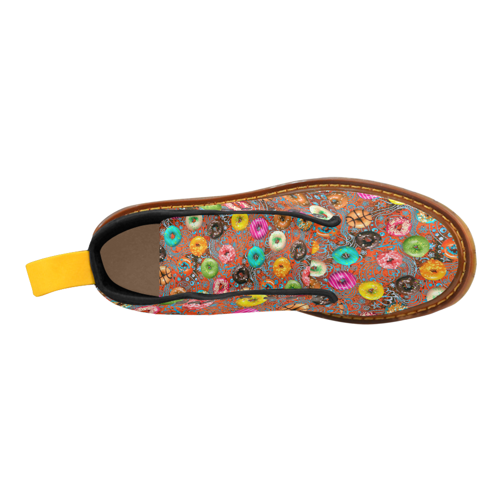 Colorful Yummy Donuts Hearts Ornaments Pattern Martin Boots For Men Model 1203H