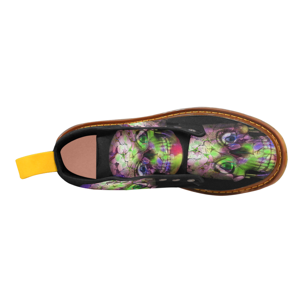 Amazing Floral Skull C by JamColors Martin Boots For Women Model 1203H