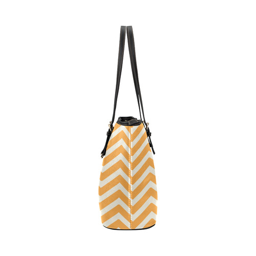 Chevron Orange Leather Tote Bag/Small (Model 1651)