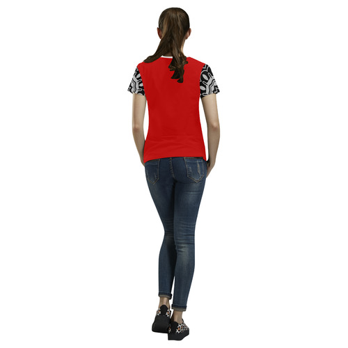 Artistic t-shirt with mandala art All Over Print T-Shirt for Women (USA Size) (Model T40)