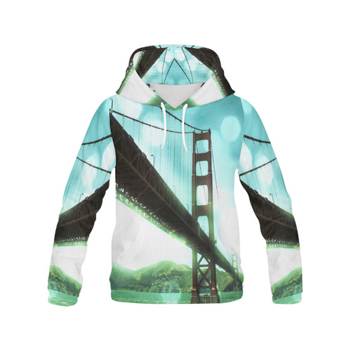 Green Bokeh Golden Gate Bridge All Over Print Hoodie for Men (USA Size) (Model H13)
